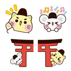 [LINE絵文字] ご利益いっぱい！ねこ神主「まろ」の絵文字の画像