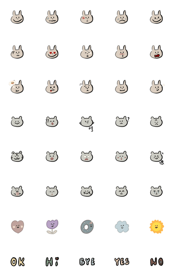 [LINE絵文字]2Nj bear＆rabbit Emojiの画像一覧