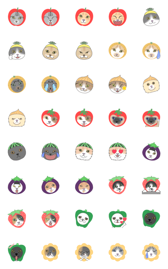 [LINE絵文字]動く！被り物を被ったネコ達の画像一覧