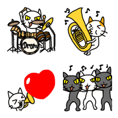 [LINE絵文字] 【すごくよく動く】うご猫 絵文字 吹奏楽の画像