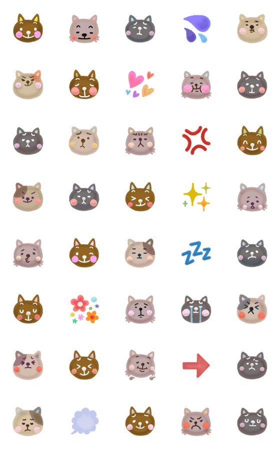 [LINE絵文字]猫の顔☆絵文字の画像一覧
