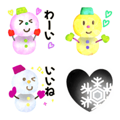 [LINE絵文字] ぴかぴか雪だるまとハートの画像