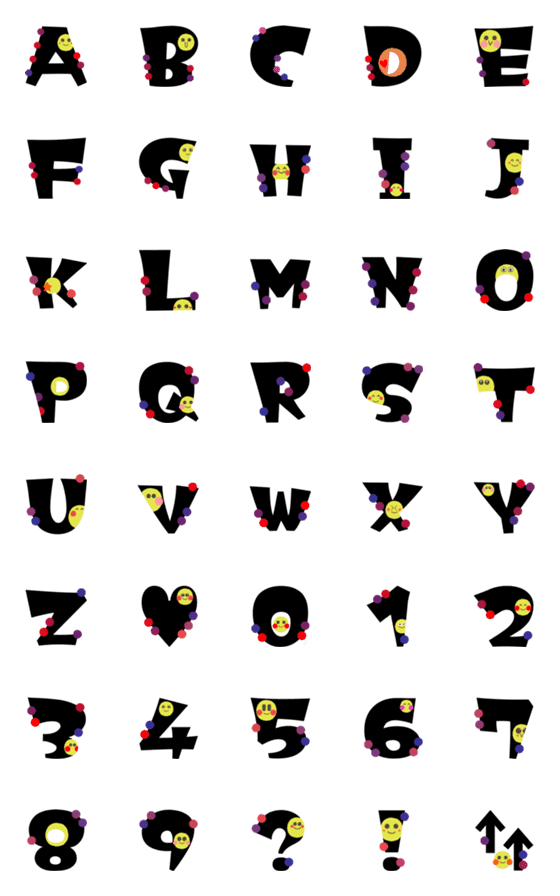 [LINE絵文字]アルファベット★数字★A-Z.0-9★#039の画像一覧