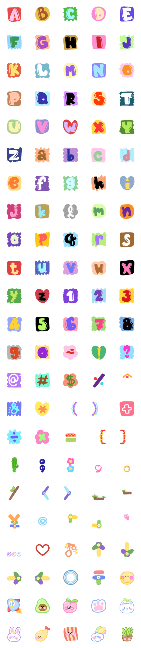 [LINE絵文字]ABC Alphabet cute pastel emojiの画像一覧