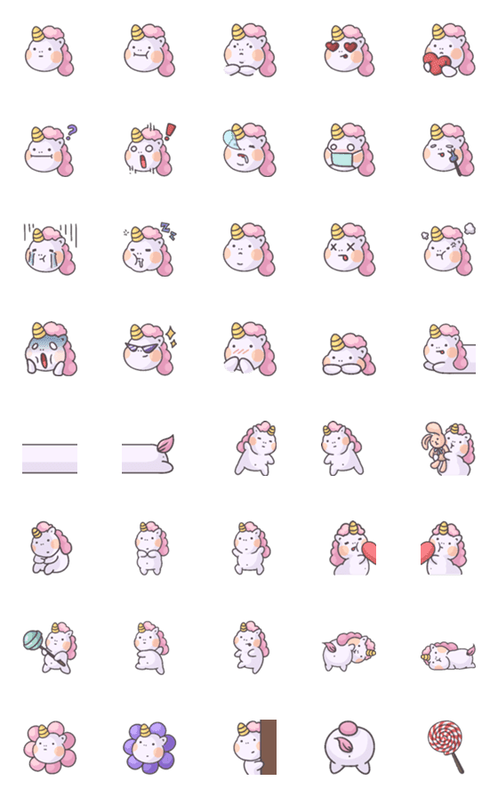 [LINE絵文字]Big White Unicorn emojiの画像一覧