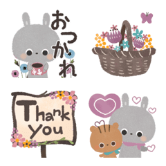 [LINE絵文字] 動く！Fleuriste Lapin✳︎あいさつ絵文字の画像