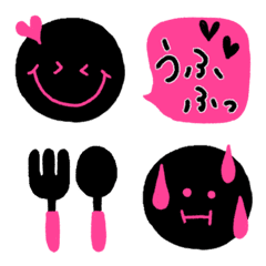 [LINE絵文字] 黒×ピンクの絵文字の画像