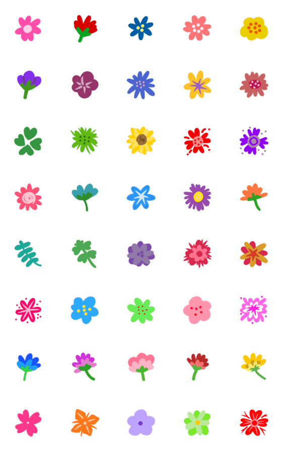 [LINE絵文字]キュートでカラフルな癒しの花の画像一覧