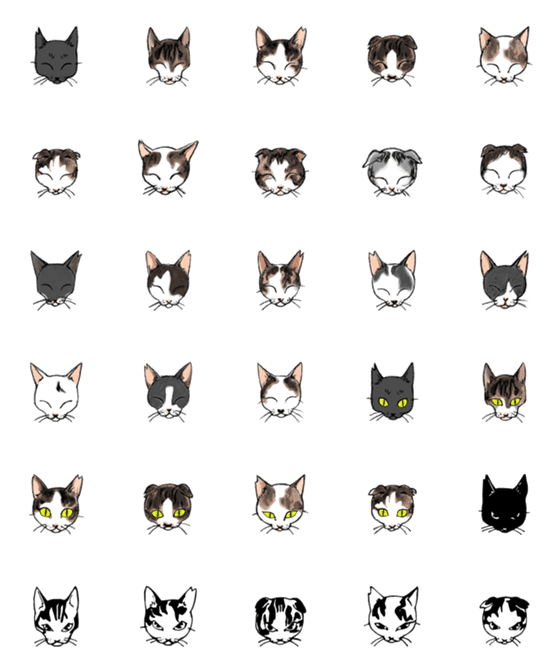 [LINE絵文字]18猫の笑顔絵文字 + おまけ12個の画像一覧