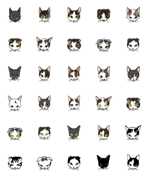 [LINE絵文字]18猫のクリ目絵文字+おまけ12個の画像一覧
