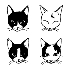 [LINE絵文字] 18猫の白黒絵文字+おまけ12個の画像
