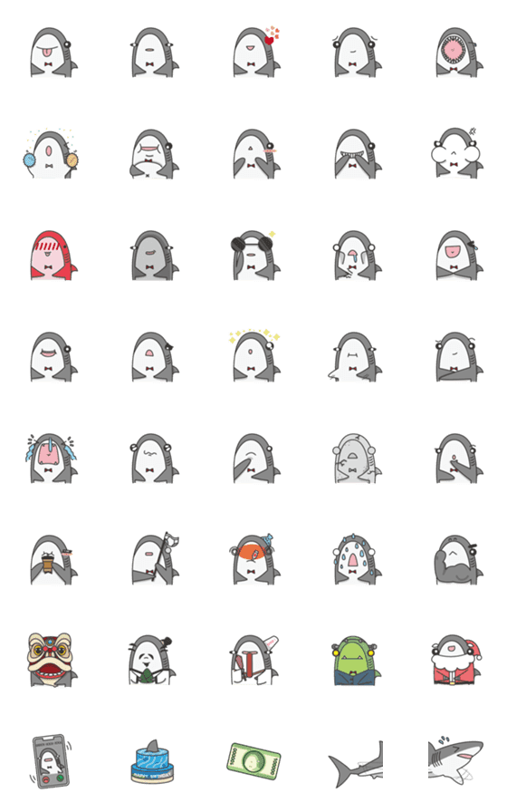 [LINE絵文字]Shark ChuoChuo Emojiの画像一覧