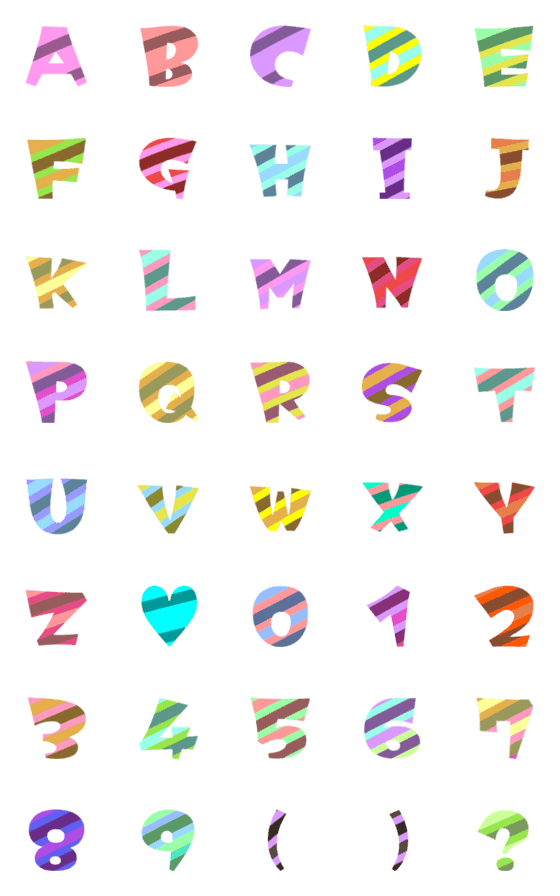 [LINE絵文字]アルファベット★数字★A-Z.0-9★#040の画像一覧
