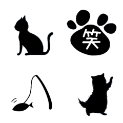 [LINE絵文字] シンプル黒猫の日常の画像