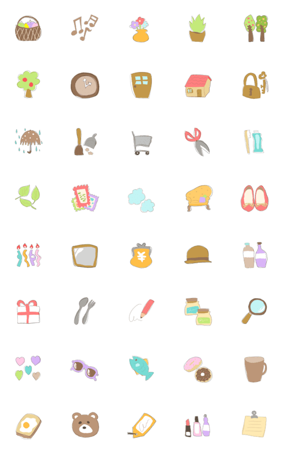 [LINE絵文字]パステルカラー ナチュラル絵文字の画像一覧