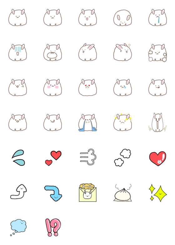 [LINE絵文字]ふわふわ可愛いアンゴラうさぎの画像一覧