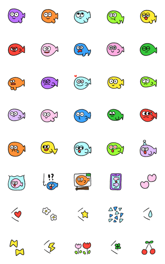 [LINE絵文字]カラフルなさかなの画像一覧