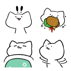 [LINE絵文字] 変な白い猫絵文字の画像
