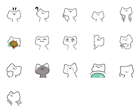 [LINE絵文字]変な白い猫絵文字の画像一覧