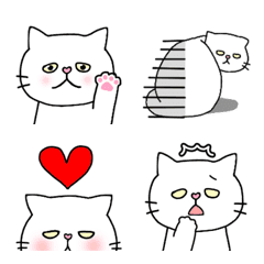 [LINE絵文字] 猫種別毎日可愛い鼻ぺちゃシロネコの画像