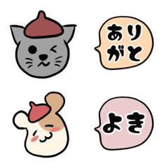 [LINE絵文字] 灰色ねことハムスタの絵文字の画像