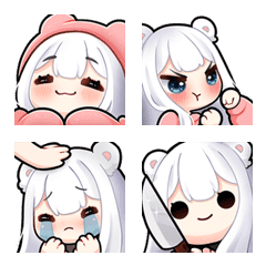 [LINE絵文字] Cute Fluffy Bear Girl Emojisの画像
