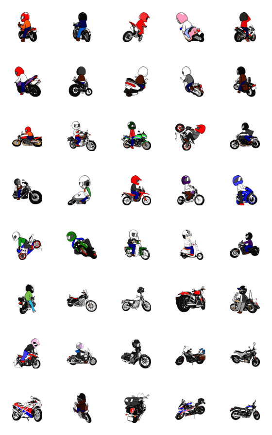 [LINE絵文字]バイク好き大集合絵文字の画像一覧