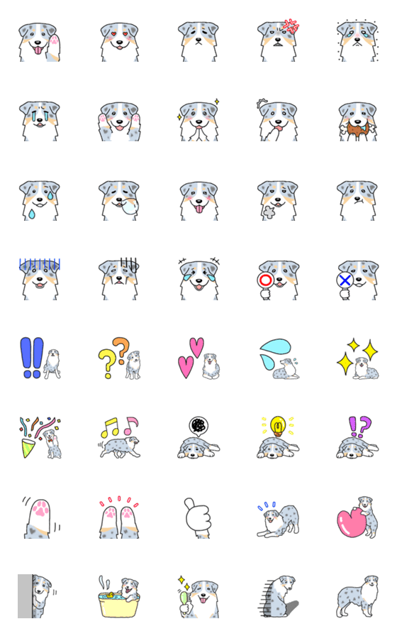 [LINE絵文字]犬種別オーストラリアンシェパードの絵文字の画像一覧