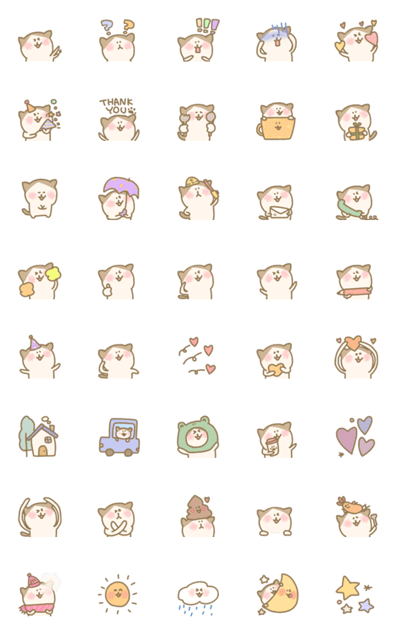 [LINE絵文字]毎日常使えるハチワレ猫クレヨン茶基本手書の画像一覧
