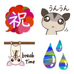 [LINE絵文字] フクロモモンガの毎日使いやすい絵文字の画像