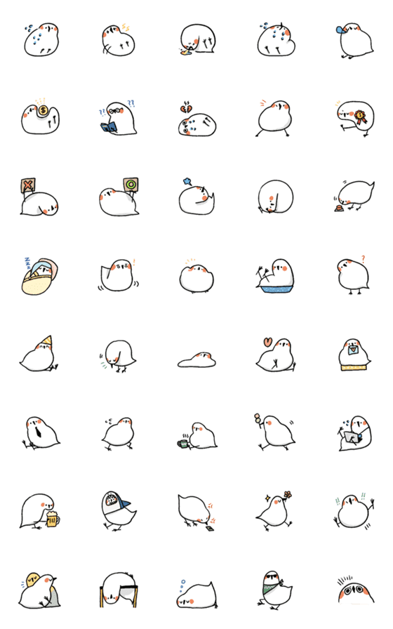 [LINE絵文字]Emotional white little birdの画像一覧