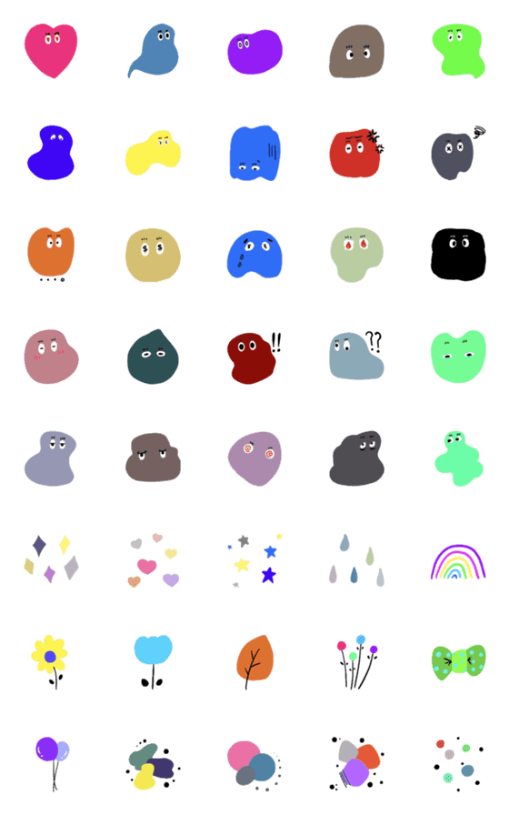 [LINE絵文字]毎日使える表情いろいろ/カラフル/記号の画像一覧