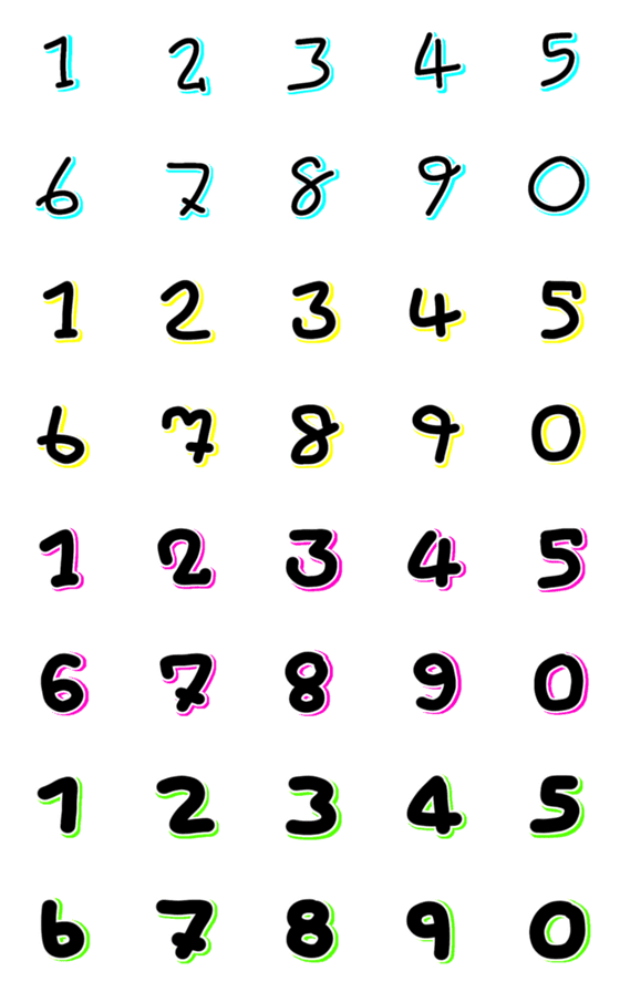 [LINE絵文字]Number black neon emojiの画像一覧