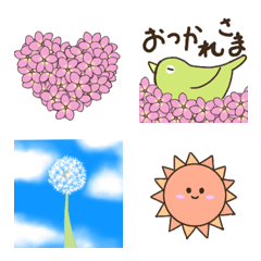 [LINE絵文字] 春のお花と花絵文字とお天気絵文字【挨拶】の画像