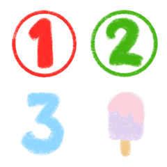 [LINE絵文字] Crayon numbers and cute drawingの画像