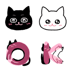[LINE絵文字] 黒猫と白猫、クロ＆シロの動く絵文字の画像