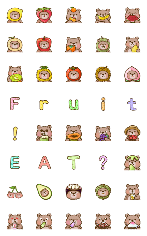 [LINE絵文字]Q BEAR -  Fruitの画像一覧
