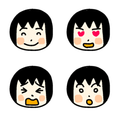 [LINE絵文字] ショートカット丸顔絵文字の画像