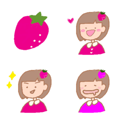 [LINE絵文字] イチゴと女の子の画像