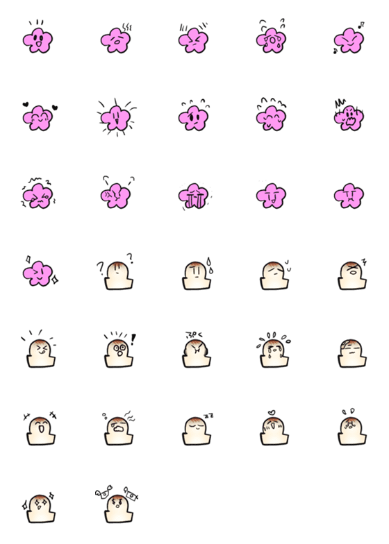 [LINE絵文字]オハナちゃんと餅の絵文字の画像一覧