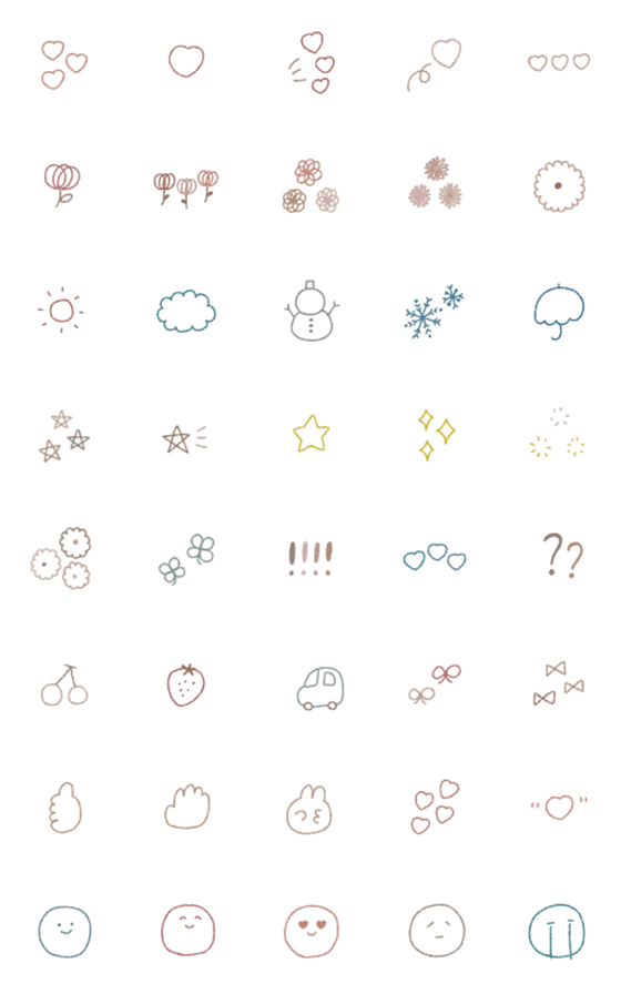 [LINE絵文字]くすみカラーの動く線画絵文字♡の画像一覧