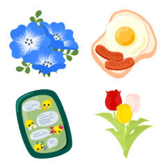 [LINE絵文字] 花と食べ物と日用品の絵文字の画像