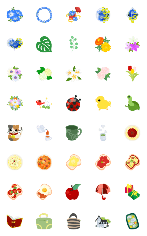 [LINE絵文字]花と食べ物と日用品の絵文字の画像一覧