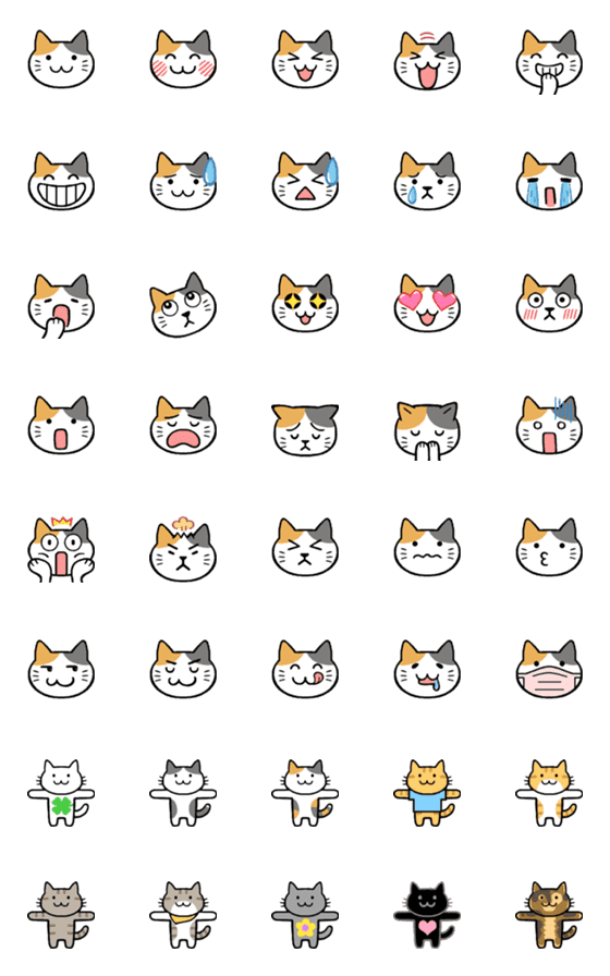 [LINE絵文字]三毛顔と10猫の画像一覧