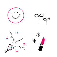 キュート♪ピンク×黒の線画絵文字の絵文字メイン画像