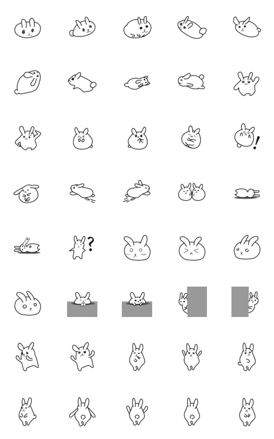 [LINE絵文字]うさぎのあいさつ（ふにゃらび）の画像一覧