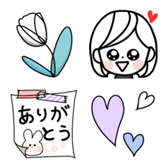 [LINE絵文字] 毎日使えるボブ♡メモ風は小さいスタンプにの画像