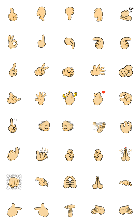 [LINE絵文字]Common hand emojisの画像一覧