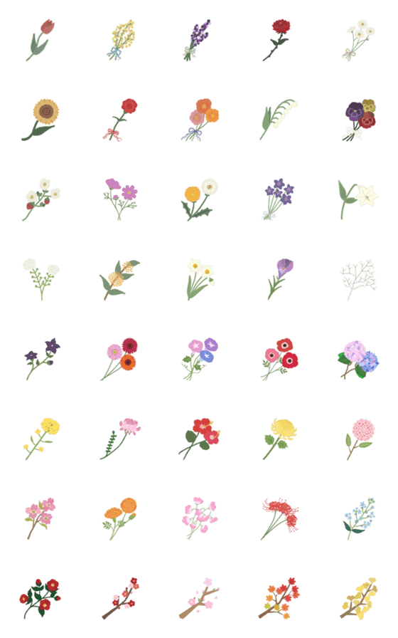 [LINE絵文字]毎日使えるお花の絵文字の画像一覧