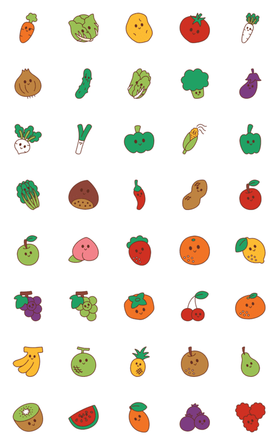 [LINE絵文字]にっこりやさいとくだものの画像一覧